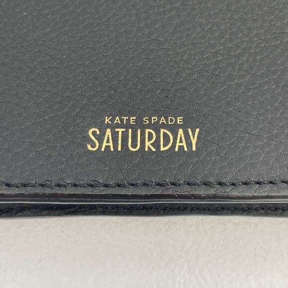 Kate Spade Saturday Women's Zip Closure Black Pebbled Leather Clutch Wristlet - Picture 7 of 11